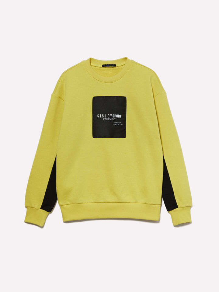 Yellow sweatshirt with logo tag - boys' knitwear - Yellow | Sisley Young image number 1